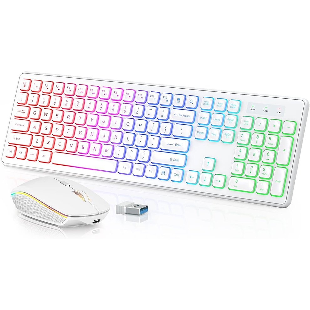 Gaming Keyboard And Mouse Set - لوحة مفاتيح وماوس لاسلكية بإضاءة خلفية،