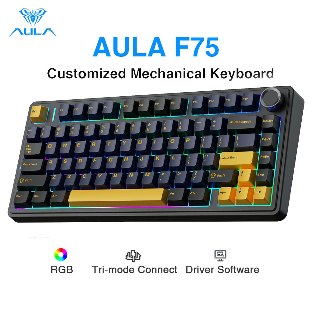 لوحة مفاتيح ميكانيكية Aula F75 - مراجعة Gaming Keyboard No Number Pad وسعره